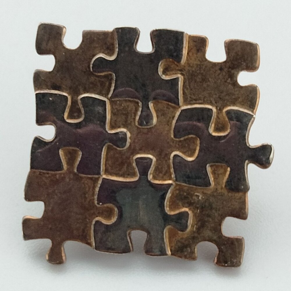 Vintage Jigsaw Puzzle Piece Pin Brooch Pinback